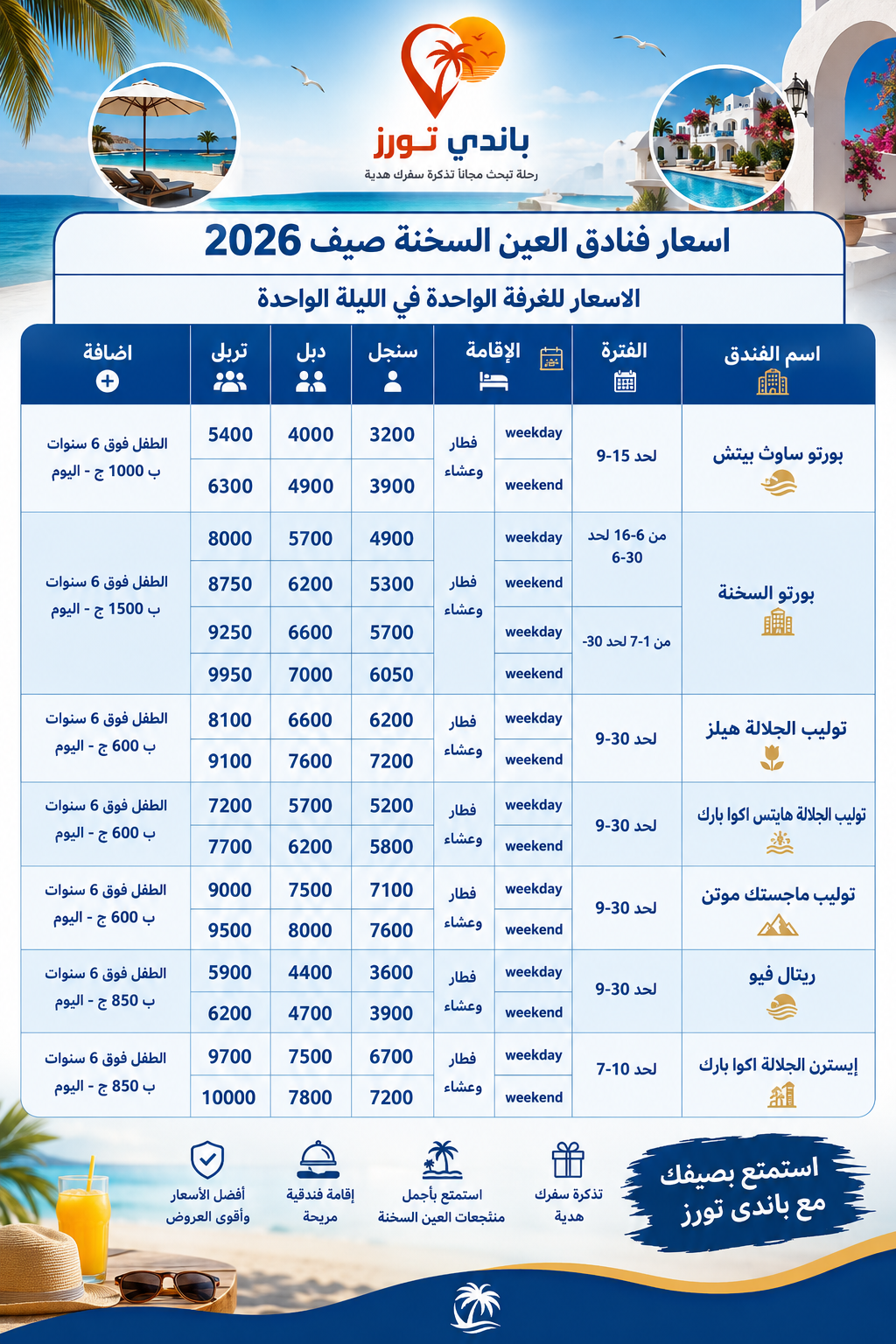 أسعار فنادق العين السخنة صيف 2026